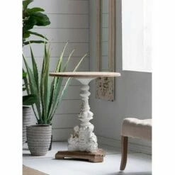 A&B Home Round Side Table Antique White/Natural - A&B Home -Side Tables Sales unnamed file 7319