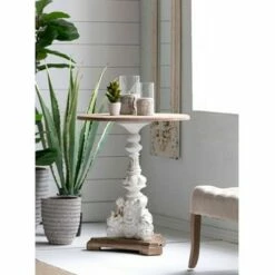 A&B Home Round Side Table Antique White/Natural - A&B Home -Side Tables Sales unnamed file 7320