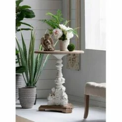 A&B Home Round Side Table Antique White/Natural - A&B Home -Side Tables Sales unnamed file 7321