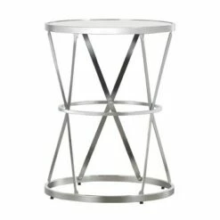 Estella Mirrored Top Round Entryway Side Table Chrome - Inspire Q -Side Tables Sales unnamed file 7334