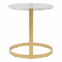 Aldergrove Round Side Table Gold/White - miBasics -Side Tables Sales unnamed file 7341