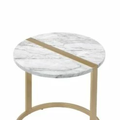 Aldergrove Round Side Table Gold/White - miBasics -Side Tables Sales unnamed file 7342
