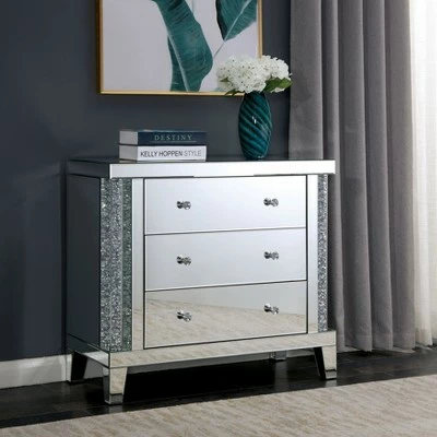 Carter 3 Drawer Side Table Silver - HOMES: Inside + Out 3 Carter 3 Drawer Side Table Silver - HOMES: Inside + Out