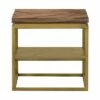 Faye Side Table with Shelf Rustic Brown/Antiqued Brass - Armen Living -Side Tables Sales unnamed file 7359