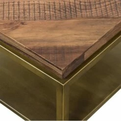 Faye Side Table with Shelf Rustic Brown/Antiqued Brass - Armen Living -Side Tables Sales unnamed file 7360