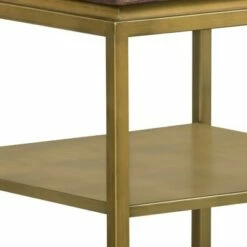Faye Side Table with Shelf Rustic Brown/Antiqued Brass - Armen Living -Side Tables Sales unnamed file 7364