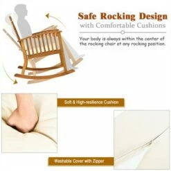 Costway 2PCS Acacia Wood Patio Rocking Chair Set Cushioned Coffee Table -Side Tables Sales unnamed file 738