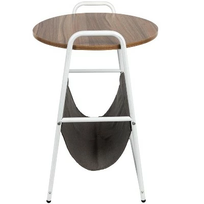 Mind Reader Round Side Table with Fabric Storage Pocket, Wood Finish 4 Mind Reader Round Side Table with Fabric Storage Pocket, Wood Finish - Image 2