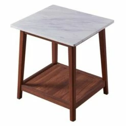 Kingston Side Table with Faux Marble Top Solid Wood Leg Walnut - Teamson Home 9 Kingston Side Table with Faux Marble Top Solid Wood Leg Walnut - Teamson Home -Side Tables Sales unnamed file 7398
