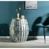 Vintiquewise Round Wooden Rustic Wood and Galvanized Metal Barrel Shaped Side Table, Riveted Metal Strips -Side Tables Sales unnamed file 7417