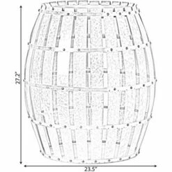 Vintiquewise Round Wooden Rustic Wood and Galvanized Metal Barrel Shaped Side Table, Riveted Metal Strips -Side Tables Sales unnamed file 7420