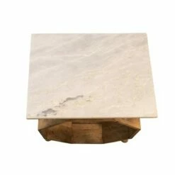 Wood/Marble Hexagon Side Table Brown - Sagebrook Home -Side Tables Sales unnamed file 7430