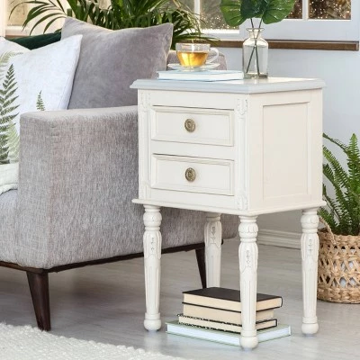 Richards Side Table with 2 Drawers White - Finch 4 Richards Side Table with 2 Drawers White - Finch - Image 2