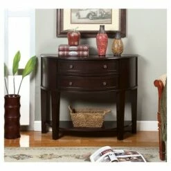 Julie Curved 2 Drawer Side Table Brown - HOMES: Inside + Out