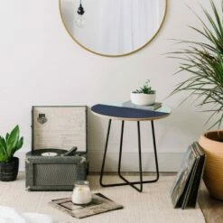 Round Colour Poems Color Block Lines Side Table - Deny Designs Green/gold -Side Tables Sales unnamed file 7558