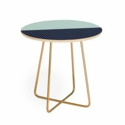 Round Colour Poems Color Block Lines Side Table - Deny Designs Green/gold -Side Tables Sales unnamed file 7560