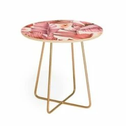 Round Marta Barragan Camarasa Jungle Paradise Pink Side Table - Deny Designs Pink/gold -Side Tables Sales unnamed file 7567