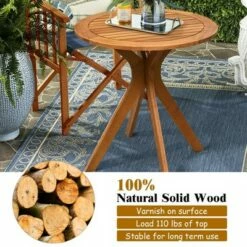 Costway 2PCS Patio Rocking Chair Set Round Table Solid Wood Cushioned Sofa Garden Deck -Side Tables Sales unnamed file 758