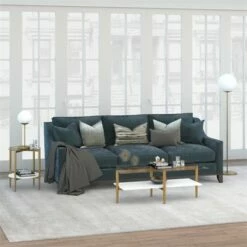 Henn& Hart Mid-Century Brass Metal Round Side Table with White Lacquer Shelf - Henn&Hart -Side Tables Sales unnamed file 7595