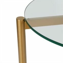 Henn& Hart Mid-Century Brass Metal Round Side Table with White Lacquer Shelf - Henn&Hart -Side Tables Sales unnamed file 7597