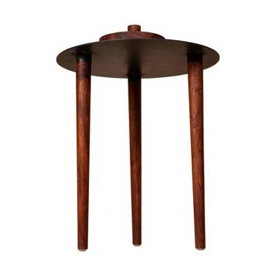 Round Metal Top Side Table with Rotatable Tray and Tripod Legs Brown/Black - The Urban Port 5 Round Metal Top Side Table with Rotatable Tray and Tripod Legs Brown/Black - The Urban Port - Image 3