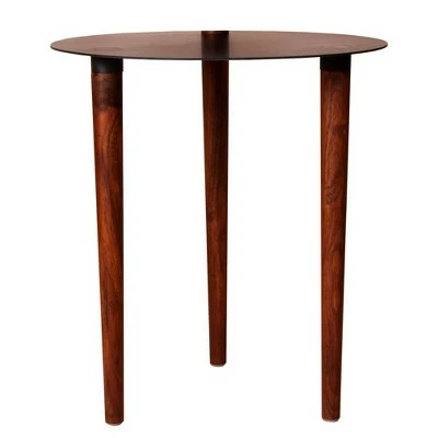 Round Metal Top Side Table with Rotatable Tray and Tripod Legs Brown/Black - The Urban Port 6 Round Metal Top Side Table with Rotatable Tray and Tripod Legs Brown/Black - The Urban Port - Image 4