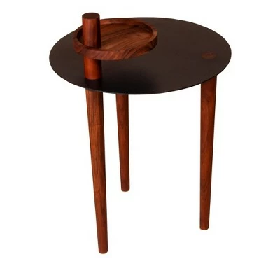 Round Metal Top Side Table with Rotatable Tray and Tripod Legs Brown/Black - The Urban Port 8 Round Metal Top Side Table with Rotatable Tray and Tripod Legs Brown/Black - The Urban Port - Image 6