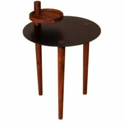 Round Metal Top Side Table with Rotatable Tray and Tripod Legs Brown/Black - The Urban Port 16 Round Metal Top Side Table with Rotatable Tray and Tripod Legs Brown/Black - The Urban Port -Side Tables Sales unnamed file 7606