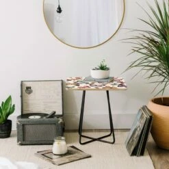 Square Ninola Design Butterflies Wings Countryside Side Table - Deny Designs Pink/gold -Side Tables Sales unnamed file 7615