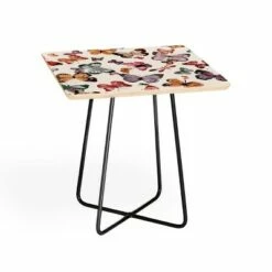 Square Ninola Design Butterflies Wings Countryside Side Table - Deny Designs Pink/gold -Side Tables Sales unnamed file 7616
