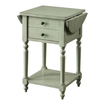 Amaxa Double Drawer Side Table - HOMES: Inside + Out Antique Teal 4 Amaxa Double Drawer Side Table - HOMES: Inside + Out Antique Teal - Image 2