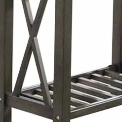 Wooden Side Table with Slatted Shelf and X Shaped Design - Benzara White -Side Tables Sales unnamed file 7654