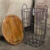 The Lakeside Collection Lakeside Metal Storage Basket Side Table with Carrying Handles and Wooden Lid