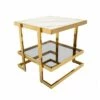 Metal/Marble Glass Side Table Gold/White - Sagebrook Home