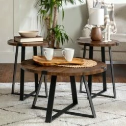 3pc Wrightson Modern Wrap Leg Occasional Table Set - Saracina Home Dark Walnut 18 3pc Wrightson Modern Wrap Leg Occasional Table Set - Saracina Home Dark Walnut -Side Tables Sales unnamed file 7696