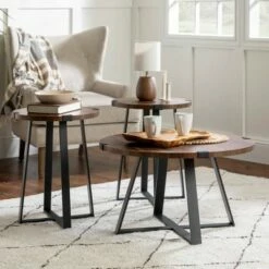 3pc Wrightson Modern Wrap Leg Occasional Table Set - Saracina Home Dark Walnut 19 3pc Wrightson Modern Wrap Leg Occasional Table Set - Saracina Home Dark Walnut -Side Tables Sales unnamed file 7697