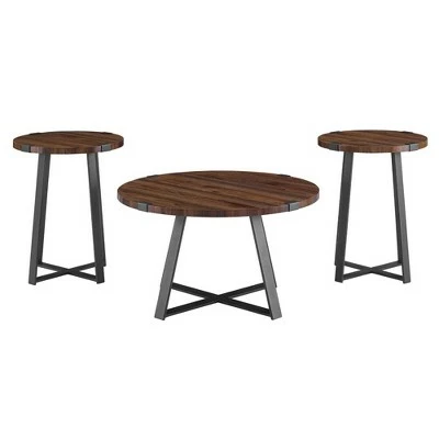 3pc Wrightson Modern Wrap Leg Occasional Table Set - Saracina Home Dark Walnut 10 3pc Wrightson Modern Wrap Leg Occasional Table Set - Saracina Home Dark Walnut - Image 9