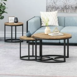 3pc Gerrish Modern Industrial Table Set - Christopher Knight Home Gray/pewter