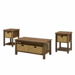 3pc Mission Coffee and Side Table Set with Woven Baskets - Saracina Home Driftwood 15 3pc Mission Coffee and Side Table Set with Woven Baskets - Saracina Home Driftwood -Side Tables Sales unnamed file 7765