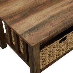 3pc Mission Coffee and Side Table Set with Woven Baskets - Saracina Home Driftwood 16 3pc Mission Coffee and Side Table Set with Woven Baskets - Saracina Home Driftwood -Side Tables Sales unnamed file 7766