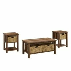 3pc Mission Coffee and Side Table Set with Woven Baskets - Saracina Home Driftwood 17 3pc Mission Coffee and Side Table Set with Woven Baskets - Saracina Home Driftwood -Side Tables Sales unnamed file 7767