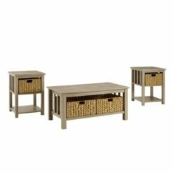 3pc Mission Coffee and Side Table Set with Woven Baskets - Saracina Home Driftwood 19 3pc Mission Coffee and Side Table Set with Woven Baskets - Saracina Home Driftwood -Side Tables Sales unnamed file 7769