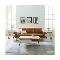 3pc Mid-Century Modern Fluted Drawer Coffee and Side Table Set Solid - Saracina Home Solid White/birch -Side Tables Sales unnamed file 7773