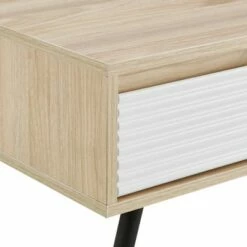 3pc Mid-Century Modern Fluted Drawer Coffee and Side Table Set Solid - Saracina Home Solid White/birch -Side Tables Sales unnamed file 7776