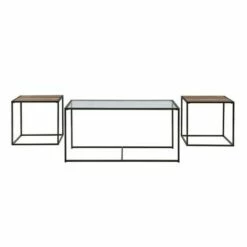 3pc Modern Open Frame Nesting Table Set - Saracina Home Gray Wash/glass -Side Tables Sales unnamed file 7786