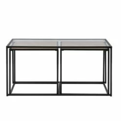 3pc Modern Open Frame Nesting Table Set - Saracina Home Gray Wash/glass -Side Tables Sales unnamed file 7788