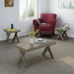 3pc Esmeralda Farmhouse Table Set - Christopher Knight Home Light Gray