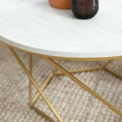 Geometric Glam Nesting Coffee Tables - Saracina Home White Marble/gold -Side Tables Sales unnamed file 78