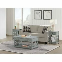 36" Middlebury Coffee Table and 2 End Tables with Drawer - Alaterre Furniture Gray
