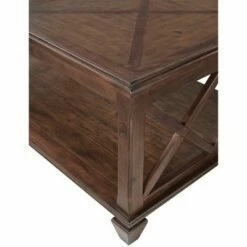 3pc Bridgton Wood Living Room Set with Coffee Table and 2 Shelf End Tables Cherry - Alaterre Furniture -Side Tables Sales unnamed file 7982